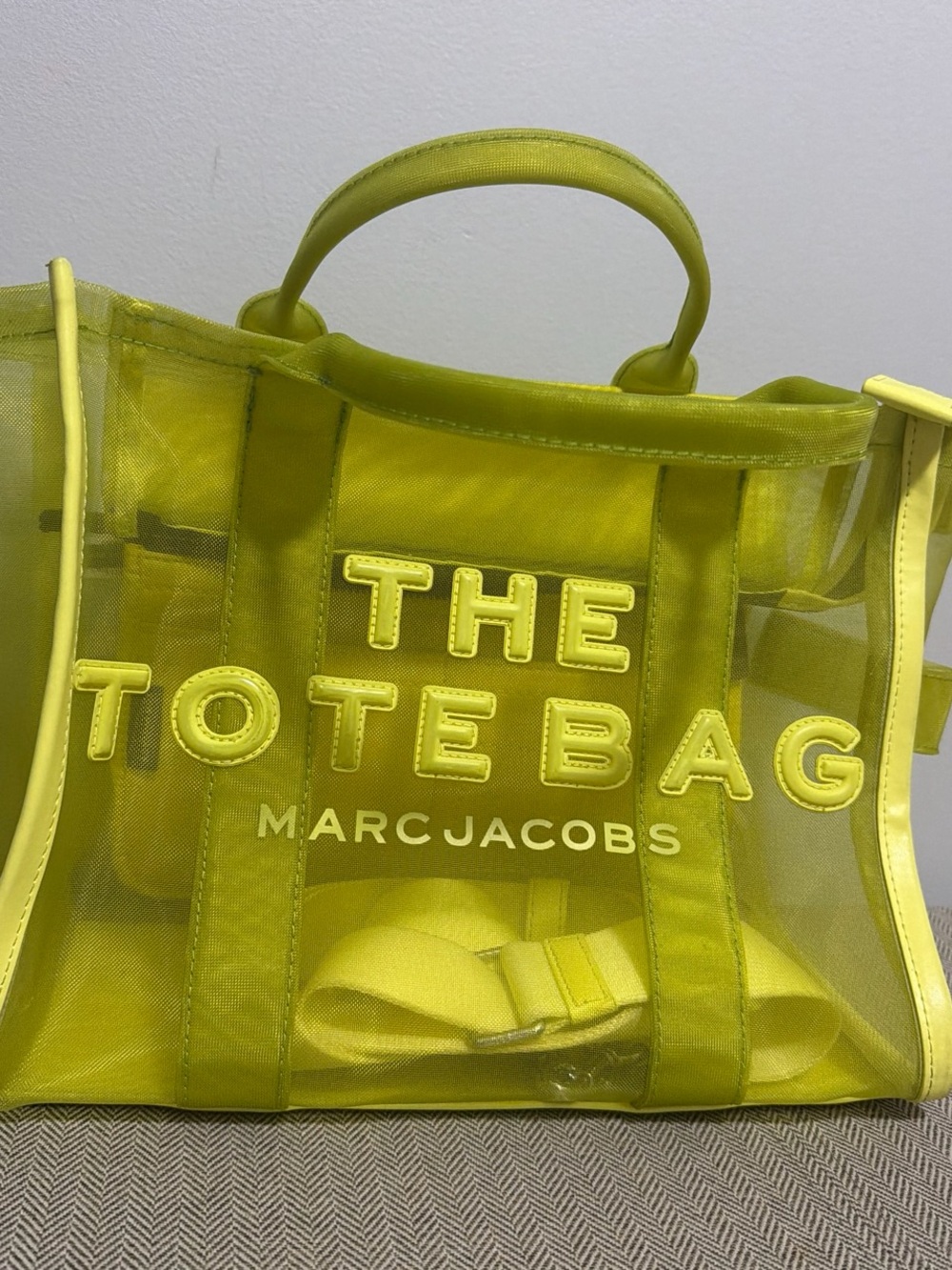 Marc Jacobs Neon Yellow Mesh Tote Bag